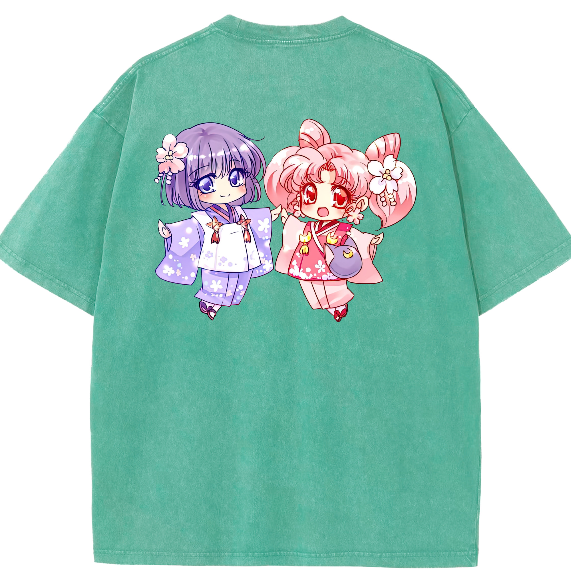 （画像用） 美少女戦士セーラームーン ちびうさ Sailor Moon Chibiusa Tsukino Usagi Small Lady Serenity 綿100% ヴィンテージ風 半袖Tシャツ（背面プリント）